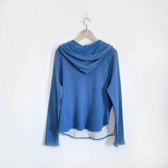 we the free raw edge beach hoodie with crochet panels - size medium - Picture 3 of 6